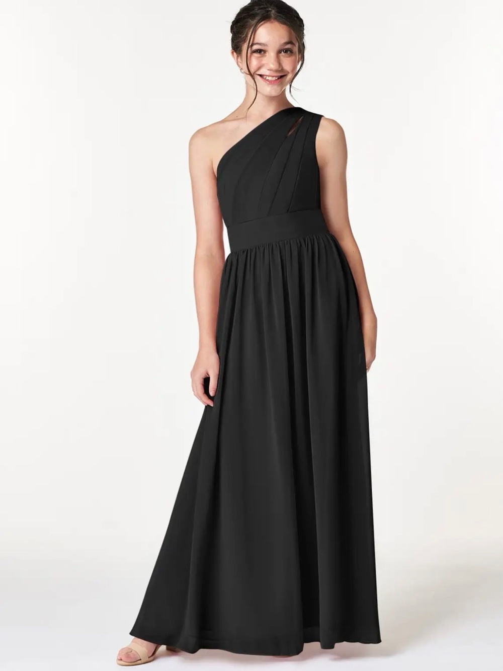 Azazie One-Shoulder Black Evening Dress. Prom, Formal, Wedding, Event. Size 14